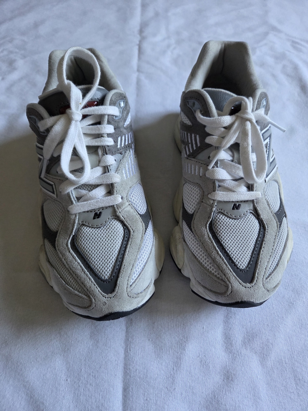 New Balance Grey and Cream 9060 Sneakers - Picture 3 of 6